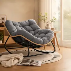 UMEXUS - Sillon Mecedor Silla Mecedora Sitial Moderna Talla Xl tejido