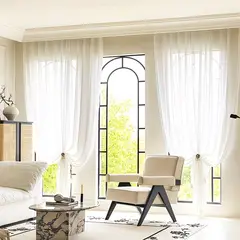 GENERICO - Cortina de Tela Textura Ligera x2 140x230 - Blanco