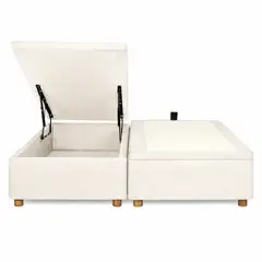 GENERICO - Base Baul 2 Plazas Onyx Con Sistema Hidráulico Color Crudo En Lino