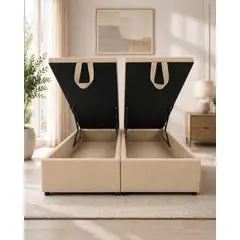 GENERICO - Base Baul 2 Plazas Con Sistema Hidráulico Color Beige