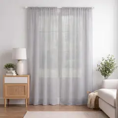 CASATUA - Cortina Visillo Tipo Velo Set 2 Paños 135 x 220cm - Gris