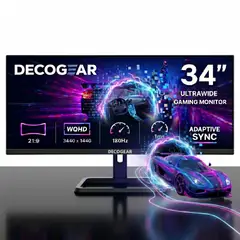 DECO GEAR - Monitor Gamer Ultrawide 34 UWQHD 2K 180Hz 1ms 219 1500R Parlantes