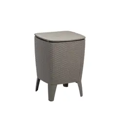QRUBBER - Mesa Cooler Capri Tipo Rattán Taupé Terraza MQ