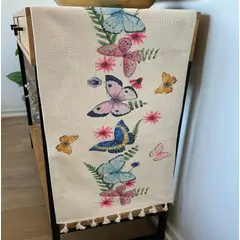 ALMA & DECO - Camino de Mesa Estampado Acuarela Mariposas Lino