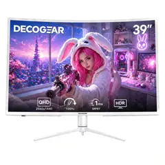 DECO GEAR - Monitor Gamer Curvo Ultrawide 39 QHD 2K 165Hz 1ms USB-C 65W White