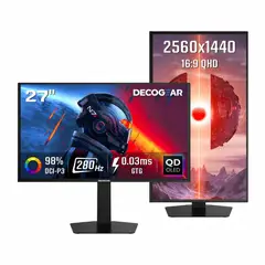 DECO GEAR - Monitor Gamer OLED 27" QHD 2K 280Hz 0.03ms HDR400 HDMI 2.1 ΔE