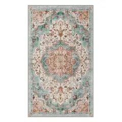 SPACEZAT - Alfombra Antideslizante Vintage Verde Agua Heerup 153x92 cm