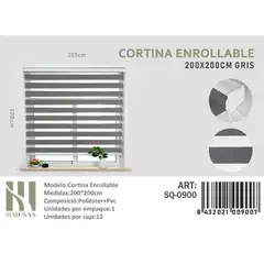 GENERICO - Cortina Roller Duo Lisa 200 x 200 color gris