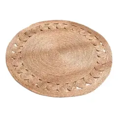 GENERICO - Alfombra Yute Fibra Natural Redonda 120 Cm Decoración