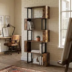 RELAN - Librero Biblioteca Book 5 Estilo Industrial Símil Madera Mango
