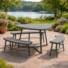 NORTHWEST - Juego Comedor Terraza 6 Personas Mesa 119x117cm Beige Northwest.