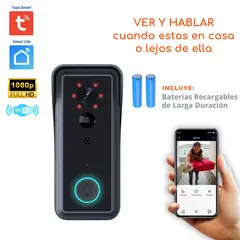 D MOTICA - Timbre Wifi Inteligente con cámara Full HD Audio y Detección de Movimiento Con Baterías