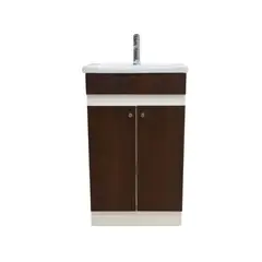 MODERN SPACE - Mueble Vanitorio 50x40 Cm Café Mdf Lavamanos + Grifería Ms