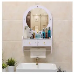 GENERICO - Repisa Organizadora De Baño Con Espejo Y Cajones