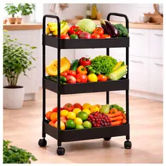 IRM - Carrito Organizador Frutero Verduras & especiero Liviano Con Ruedas Negro
