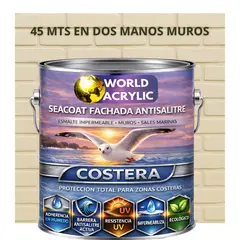 WORLD ACRYLIC - PINTURA MUROS HIDRORREPELENTE - SEACOAT FACHADA ANTISALITRE - MARFIL LIGERO- GALON