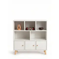 GENERICO - Librero Estantería Nórdico 3+2+3 Con 3 Puertas 80x24x86 Cm Mdp