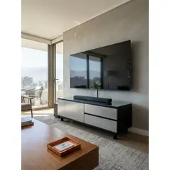 GENERICO - Rack De TV Moderno Minimalista Elegante Negro Gris 2 Cajones 1 Puerta 100x34x38cm mdf