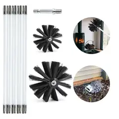 NEBLISUR - Kit Limpieza Estufa Leña Cañon Con 9 Varillas de 41 cm,Cepillo De 4 + 6 Pulgadas