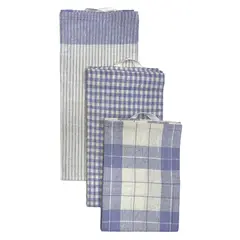 ZAHR - SET DE 3 PAÑOS DE COCINA 100%ALGODON CELESTE