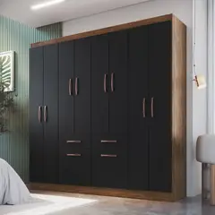 ALTAVISION - Clóset 8 Puertas 2 Cajones 2 Zapateras Negro Altavisión