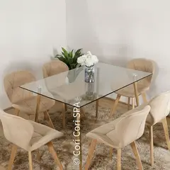 CORI CORI - Comedor Rubi 120x80cms + 6 Sillas Mariposa Velvet