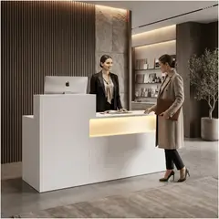 HOMER DESIGN - Escritorio Caja Registradora Mueble Para Recepción Con Luz variable 140cm