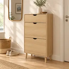 GENERICO - Zapatera Slim Para Entrada 2 Puertas Basculantes Y Cajón 65x22x98cm
