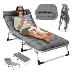 ATURE - Cama Plegable Portatil Reforzada Colchon Desmontable Gris