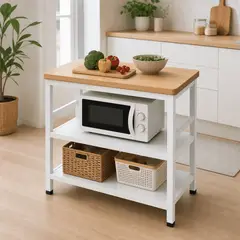 GENERICO - Mueble Organizador Cocina Microondas 3 Niveles Estante 80x40x80cm