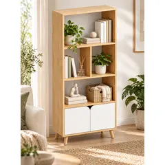 GENERICO - Estante Librero Organizador De Libros Moderno Minimalista Con Puertas 50x30x150cm