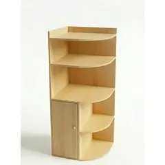 GENERICO - Librero Esquinero Madera Con Puerta Y 5 Niveles Nórdico Minimalista Roble Curvo 50x50x115cm