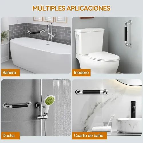Barra De Seguridad Para Baño Acero Inoxidable 30cm 2pcs, Barras De Agarre Antideslizantes Para Ducha