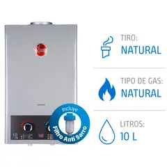 RHEEM - Calefont 10 litros Gas Natural Tiro Natural