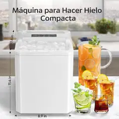 MOVI - Máquina para Hacer Hielo Compacta 9 Cubos en 8 Minutos, 2 Tamaños y Bajo Ruido