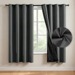 CASATUA - Cortina Blackout 100% Set 2 Paños 160x135cm Engomada - Gris oscuro