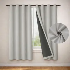 CASATUA - Cortina Blackout 100% Set 2 Paños 160x135cm Engomada - Crema