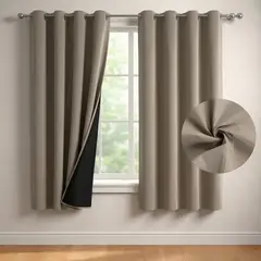 CASATUA - Cortina Blackout 100% Set 2 Paños 160x135cm Engomada - Beige