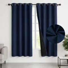 CASATUA - Cortina Blackout 100% Set 2 Paños 160x135cm Engomada - Azul marino