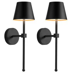 DANWEILE - Luces de pared LED modernas 2P, Control remoto, carga USB regulable Negro