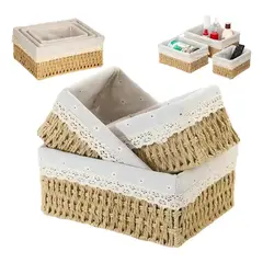 UMEXUS - Canasta Organizadoras Caja De Almacenamiento De Mimbre 3 Pcs