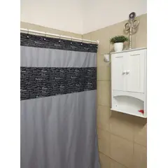 GENTILE - CORTINA DE BAÑO MEDIDA ESPECIAL DISEÑO LETRAS NEGRA 200 X 200 CMS