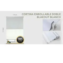 GENERICO - Cortina Enrollable Doble Blackout  jaspeada 140x200 cm color blanco