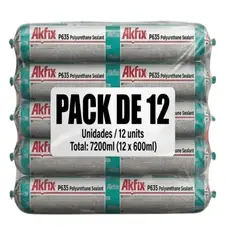 AKFIX - Pack 12 Sellador Poliuretano P635 Negro Juntas Hormigo