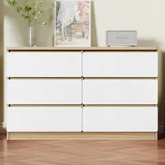 ELEMENT DESIGN - Cómoda Cajonera 6 Cajones Moderna Minimalista, Mueble Organizador Blanco