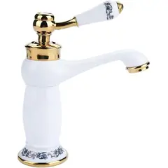 PUREPOWER - Grifo para Baño Lavabo ,Grifo de Cerámica de Latón Antiguo Agua FríaCaliente para Baño y Lavabo
