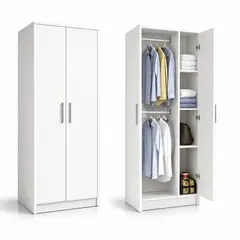 ACTUAL - Clóset Armario Organizador De Ropa 2 Puertas 180x80x40 cm Con Doble Barra Y Repisas Blanco