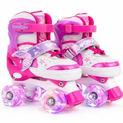 GENERICO - Patines 4 Ruedas Fucsia con Luces Led Talla XS