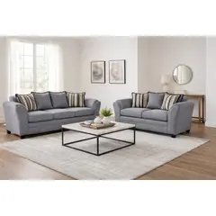 BLACK FACTORY - Juego de Living 3 2 Aconcagua Tela Gris