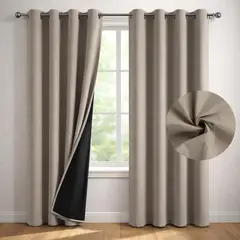 CASATUA - Cortina Blackout 100% Set 2 Paños 220x135cm Engomada - Beige